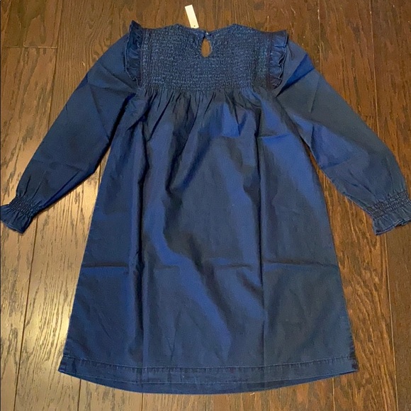 Madewell Indigo Ruffle-Neck Smocked Babydoll Dress - Picture 8 of 10